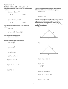 Practice Test 3 Sections 5.5, 6.1, 6.2, 6.3, 6.4, and 6.5