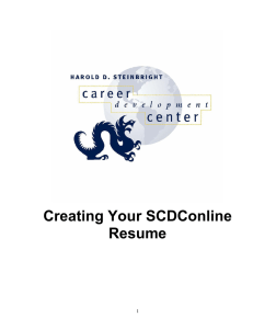 Creating Your SCDConline Resume  1