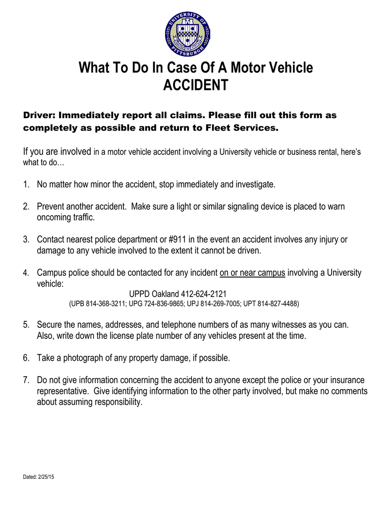 What To Do In Case Of A Motor Vehicle ACCIDENT