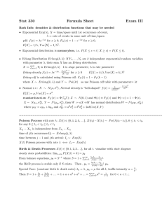 Stat 330 Formula Sheet Exam III