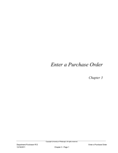 Enter a Purchase Order Chapter 3  Department Purchaser R12