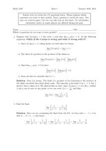 Math 1210 Quiz 1 January 10th, 2014