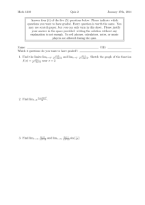 Math 1210 Quiz 2 January 17th, 2014