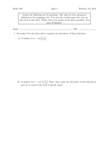 Math 1210 Quiz 4 February 7th, 2014