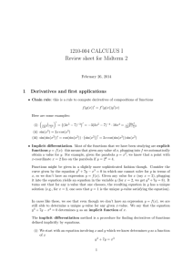 1210-004 CALCULUS I Review sheet for Midterm 2 1 Derivatives and first applications