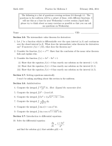 Math 1210 Practice for Midterm 3 February 28th, 2014