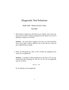 Diagnostic Test Solutions Math 1030 - Dylan Zwick’s Class Fall 2007