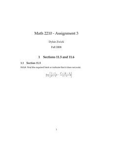 Math 2210 - Assignment 3 1 Sections 11.5 and 11.6 Dylan Zwick