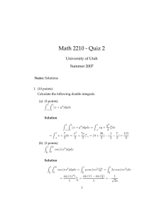 Math 2210 - Quiz 2 University of Utah Summer 2007