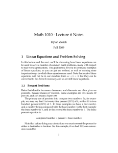 Math 1010 - Lecture 6 Notes 1 Linear Equations and Problem Solving