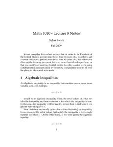 Math 1010 - Lecture 8 Notes Dylan Zwick Fall 2009