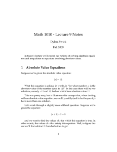 Math 1010 - Lecture 9 Notes Dylan Zwick Fall 2009