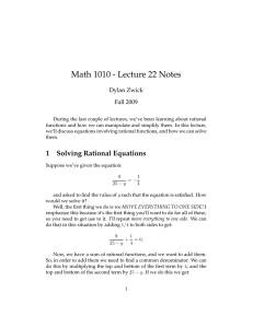 Math 1010 - Lecture 22 Notes Dylan Zwick Fall 2009