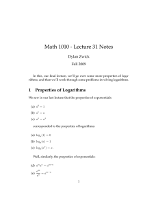 Math 1010 - Lecture 31 Notes Dylan Zwick Fall 2009