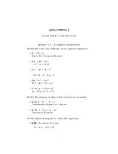 ASSIGNMENT 2 Section 1.4 - Algebraic Expressions
