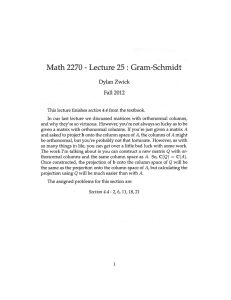 Math 2270 Lecture Gram-Schmidt 25: