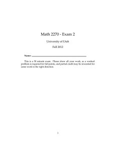 Math 2270 - Exam 2 University of Utah Fall 2012