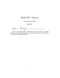 k Math 2270 Exam 4 University of Utah