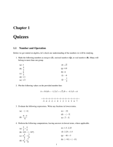Quizzes Chapter 1 1.1 Number and Operation