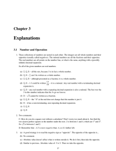 Explanations Chapter 3 3.1 Number and Operation