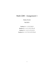 Math 2280 - Assignment 1 Dylan Zwick Fall 2013