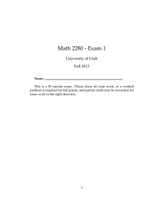 Math 2280 - Exam 1 University of Utah Fall 2013