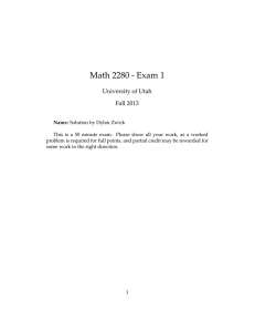 Math 2280 - Exam 1 University of Utah Fall 2013
