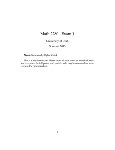 Math 2280 - Exam 1 University of Utah Summer 2013
