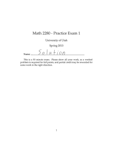 Math 2280 Practice Exam 1 University of Utah Spring 2013