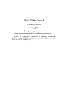 Math 2280 Exam 1 University of Utah Spring 2013