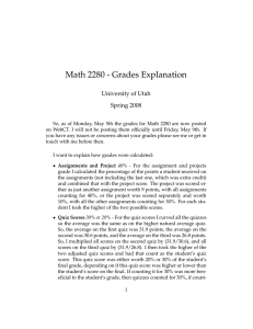 Math 2280 - Grades Explanation University of Utah Spring 2008