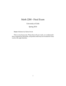 Math 2280 - Final Exam University of Utah Spring 2014