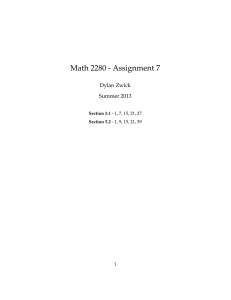 Math 2280 - Assignment 7 Dylan Zwick Summer 2013 Section 5.1