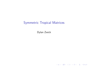 Symmetric Tropical Matrices Dylan Zwick