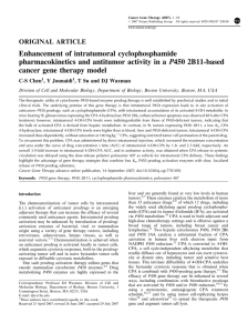 Enhancement of intratumoral cyclophosphamide P450 2B11-based pharmacokinetics and antitumor activity in a