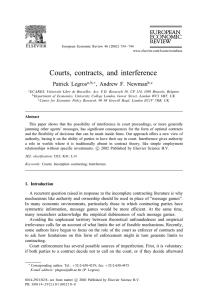 Courts, contracts, andinterference Patrick Legros , Andrew F. Newman ∗