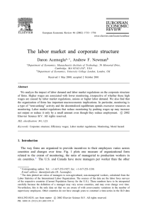 The labor market and corporate structure Daron Acemoglu , Andrew F. Newman ∗