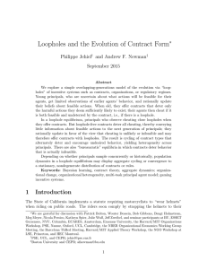 Loopholes and the Evolution of Contract Form ∗ Philippe Jehiel
