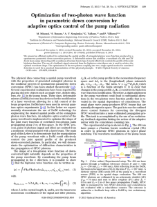 Optimization of two-photon wave function in parametric down conversion by