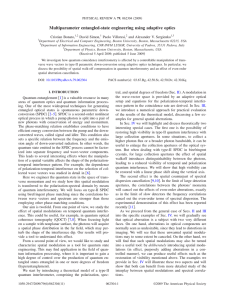 Multiparameter entangled-state engineering using adaptive optics Cristian Bonato, David Simon, Paolo Villoresi,