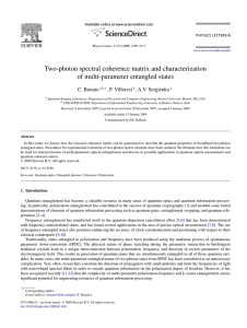 Two-photon spectral coherence matrix and characterization of multi-parameter entangled states C. Bonato ,