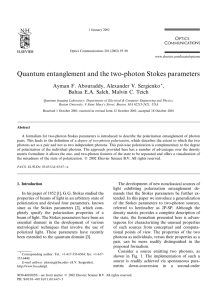 Quantum entanglement and the two-photon Stokes parameters ,