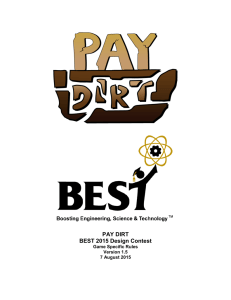 PAY DIRT BEST 2015 Design Contest Game Specific Rules