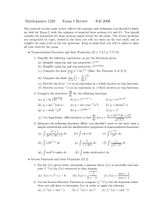 Mathematics 1220 Exam I Review Fall 2006