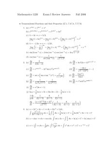 Mathematics 1220 Exam I Review Answers Fall 2006