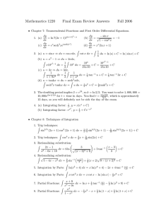Mathematics 1220 Final Exam Review Answers Fall 2006
