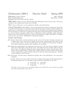 Mathematics 2200-2 Discrete Math Spring 2009 Instructor: