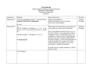 MATH1090.008 Instructor: Laura Strube College Algebra for Business and Social Sciences Homework Assignments