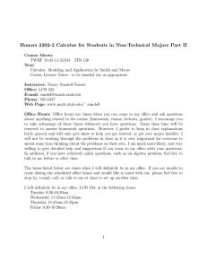 Honors 2202-2 Calculus for Students in Non-Technical Majors Part II