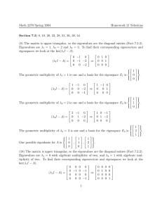 Math 2270 Spring 2004 Homework 21 Solutions Section 7.3